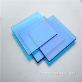 Feuille solide en polycarbonate de couleur bleue transparente